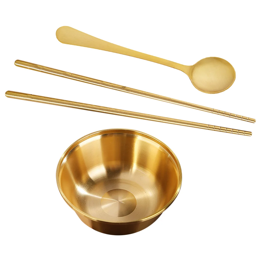 

Korean Spoons Fruit Storage Container Kitchen Bowl Multifunction Salad Mixing Kitchenware Brass Chopsticks