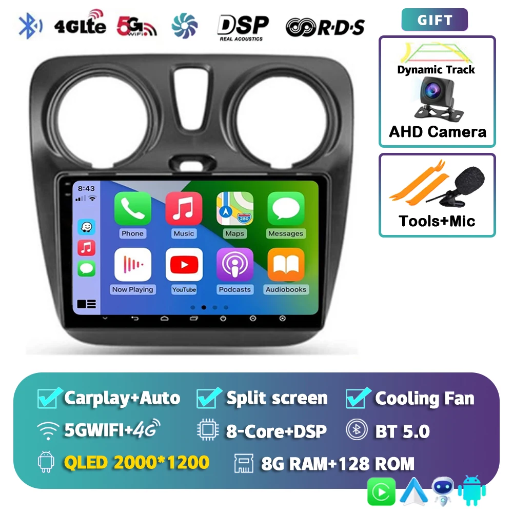 

Автомагнитола на Android 14, мультимедийный видеоплеер с навигацией, GPS, стереозвуком для Renault Rover Dacia Dokker 2012 - 2020