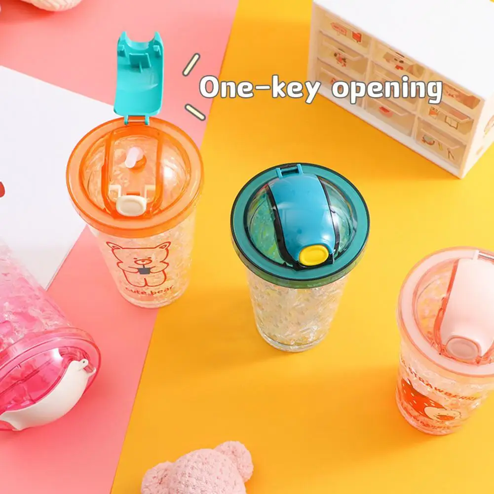 500 мл Мультяшные бутылки для воды с размешиванием пластиковый чайник соломенная