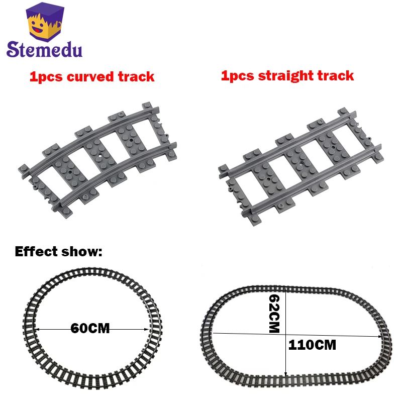 

1/10PCS City Trains Straight Track Curved Track Technology Train Building Blocks Flexible Track Parts Kids Construction DIY Toys