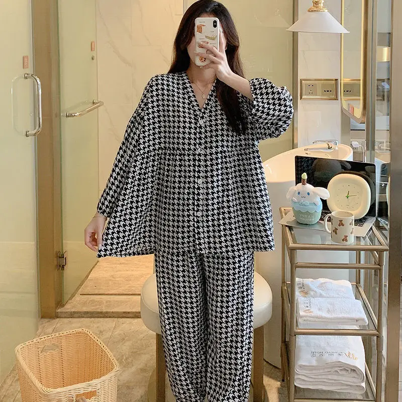 2023 new cardigan cotton silk pajamas popular online in spring and autumn for girls