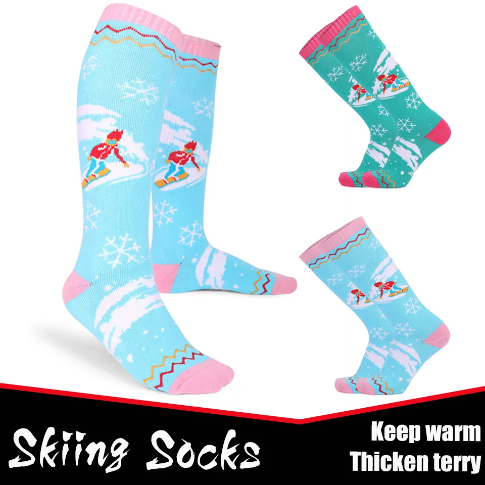 

Winter Thicken Skiing Socks Snowboard Absorb Sweat Soft High Elastic Long-tube Socks Women Outdoor Thermal Sports Snow Stockings