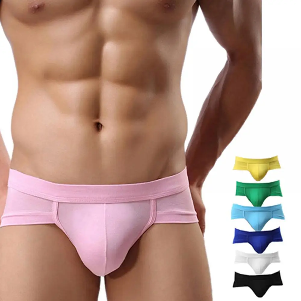 

Fashion Men's Sexy Underwear Simple Solid Color Boxer Briefs Shorts Bulge Pouch Comfy Soft Underpants Trunks трусы мужские 2021