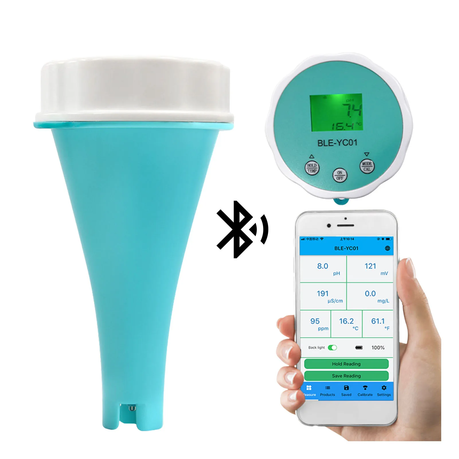 

Цифровой измеритель качества воды, профессиональный беспроводной многопараметрический тестер, работает от мобильного приложения для изме...