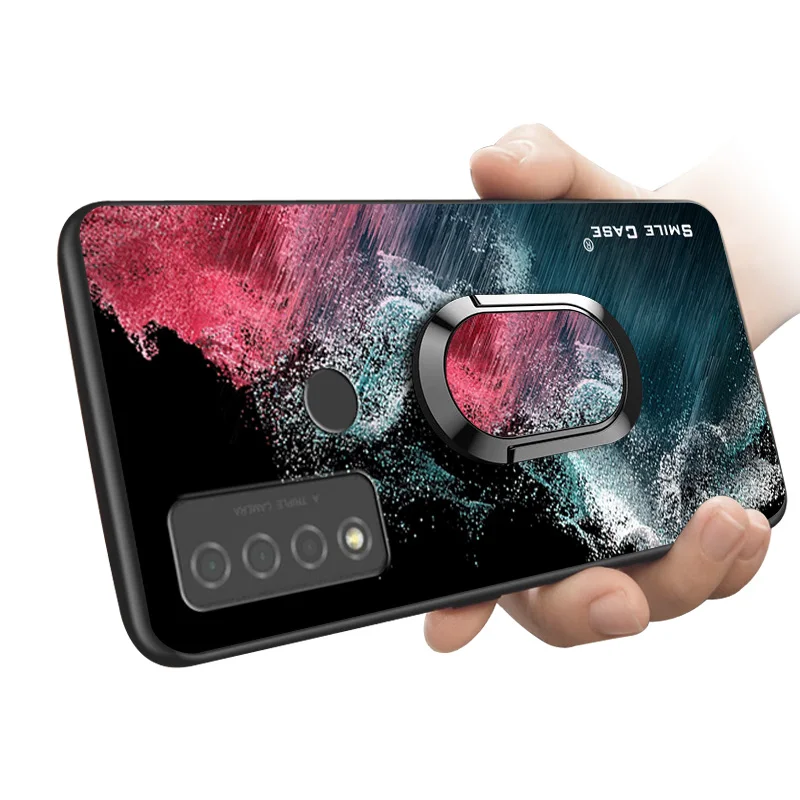 

For TCL 20 XE Case Soft Black Silicone Magnetic Car Holder Ring Phone Cover for TCL 20 XE Coque