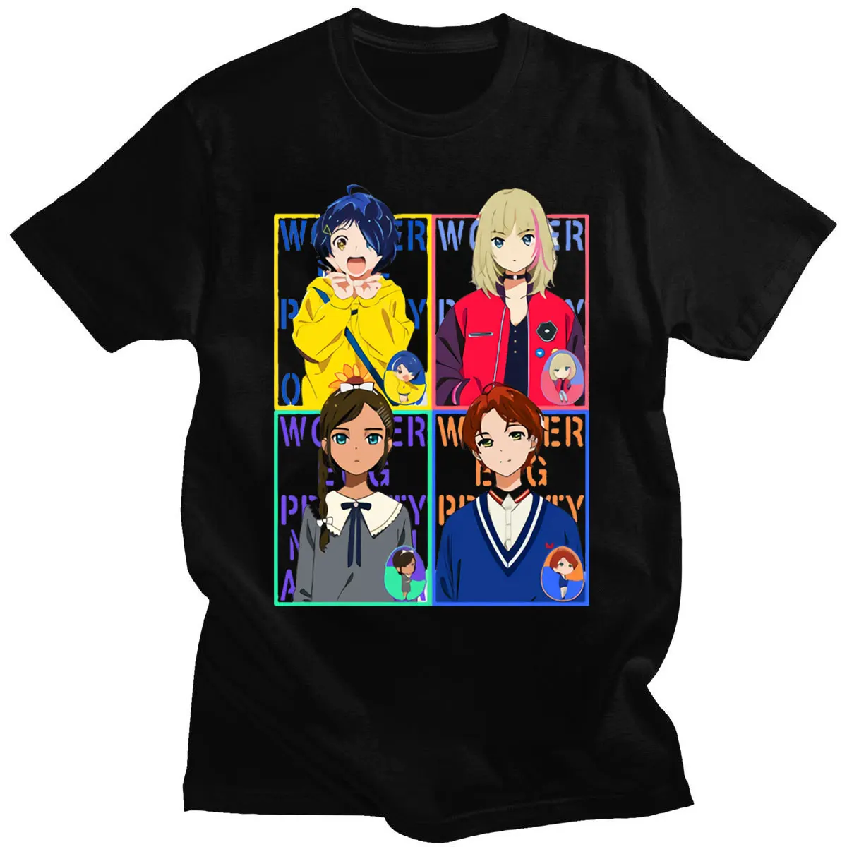 

Cartoons Wonder Egg Priority Japanese Anime Tshirt Men Women Hip Hop Street Clothing Male 100% Cotton T-shirt Short Sleeve Tops