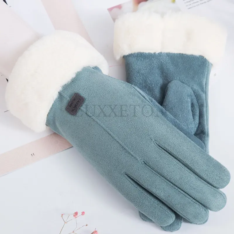

Women Gloves Autumn Winter Cute Furry Warm Mitts Full Finger Mittens Women Outdoor Sport Female Gloves Screen