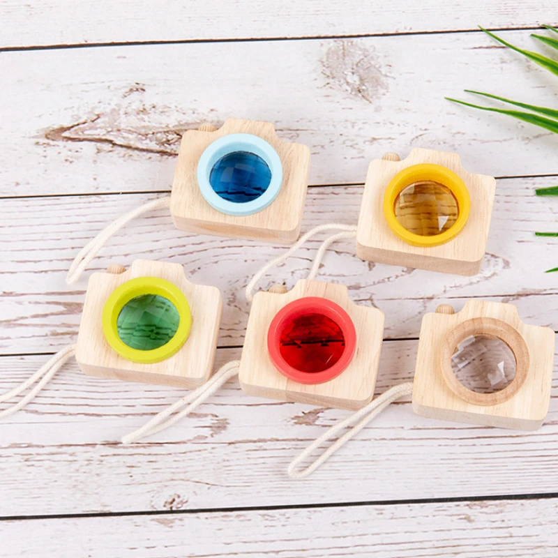 

Деревянная мини-камера, игрушки для детей, калейдоскоп, радужные деревянные игрушки, цветные Обучающие Ранние развивающие игры для детей, новинка