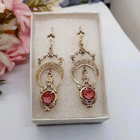 Винтажные круглые серьги с геометрическим рисунком Луны, персонализированные модные стильные серьги из искусственного драгоценного камня, меди, разноцветные висячие серьги