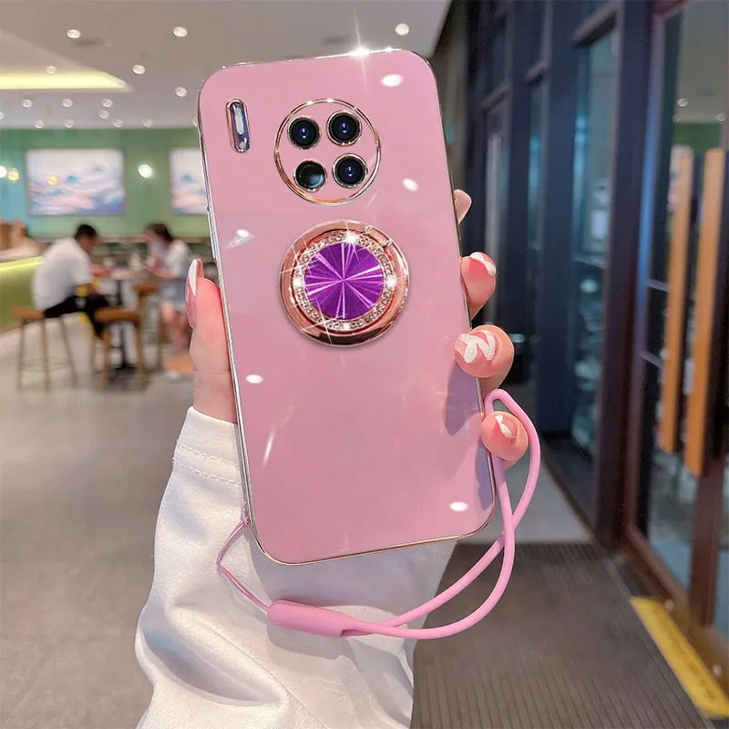 

Чехол для Honor 50lite с бриллиантовым кольцом для телефона Honor 50 Lite, блестящий чехол для Honor 50 Pro SE Lite 70, силиконовый чехол с ремешком и держателем