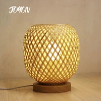 hand woven wood desk lamp chinese style bamboo table lamps for living room bedroom japanese rattan bedside table light fixtures