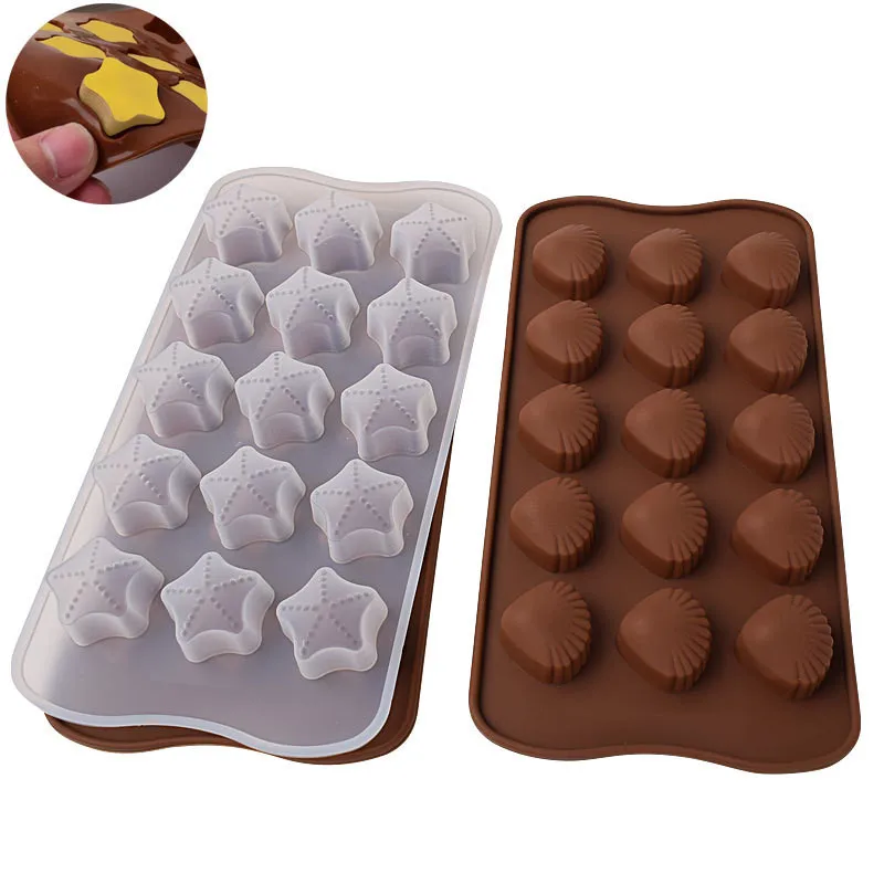 

3D Star Shell Silicon Chocolate Molds Cake Decorating Tools DIY Cupcake Fondant Pastry Jelly Muffin Pan Baking Stencil Soap Mold