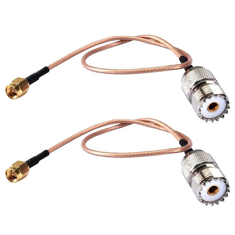 

2X Handheld Antenna Cable SMA Male To UHF SO-239 Female Connectors