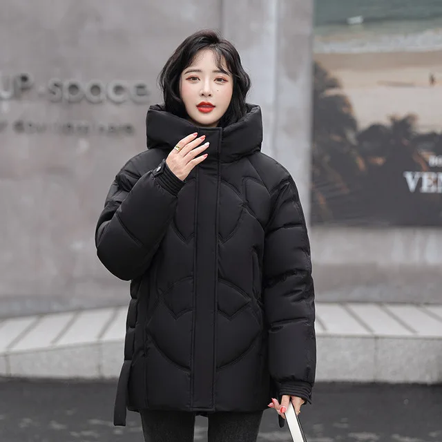 2022 New Warm Thick Cotton Coat Korean Winter Loose Hooded Parkas Coat Women Outwear Lady Jacket Women Winter Down Padded Jacket