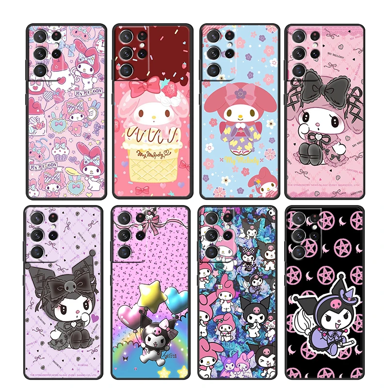 

Girl Melody Sanrio For Samsung Galaxy S22 S21 S20 Ultra Plus Pro S10 S9 S8 S7 4G 5G Soft TPU Black Phone Case Cover Shell Capa