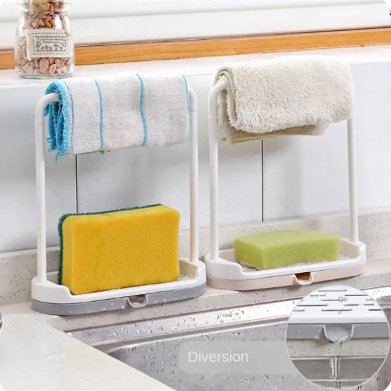 

Kitchen Utensil Towel Rack Bar Hanging Holder Rail Organizer Storage Rack Kitchen Gadgets Sponge Shelf Kitchen Organizer Drain