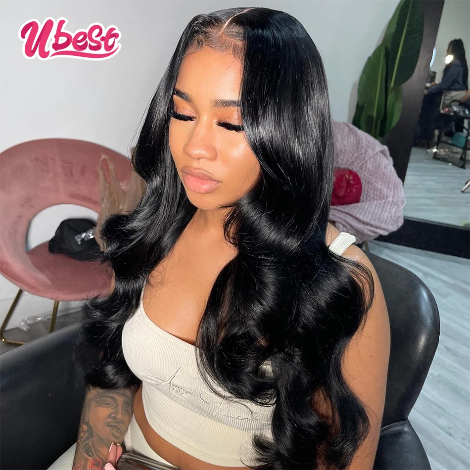 Красный с коричневым цветным 13X6 телесная волна прозрачный кружевной передний