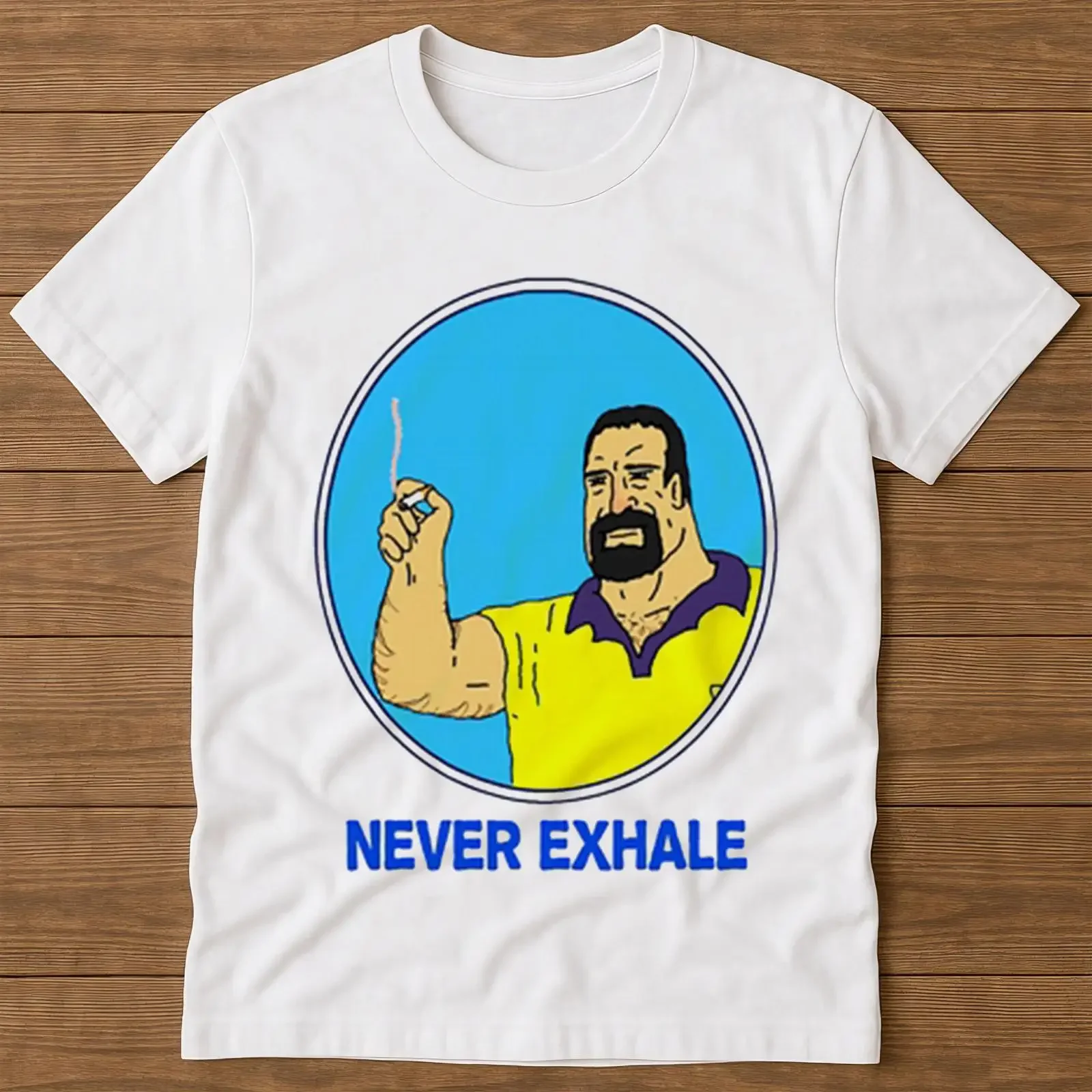 Фото Футболка Never Exhale Mike Nolan The Big Lez Show Sassy Sasquatch 1618, винтажная, унисекс, модная, удобная, с эффектом потертости №1