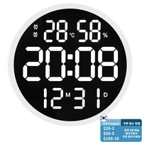 12 inch silent led wall clock alarm with calendarsmart brightnesstemperature thermometer modern home decoration gift idea