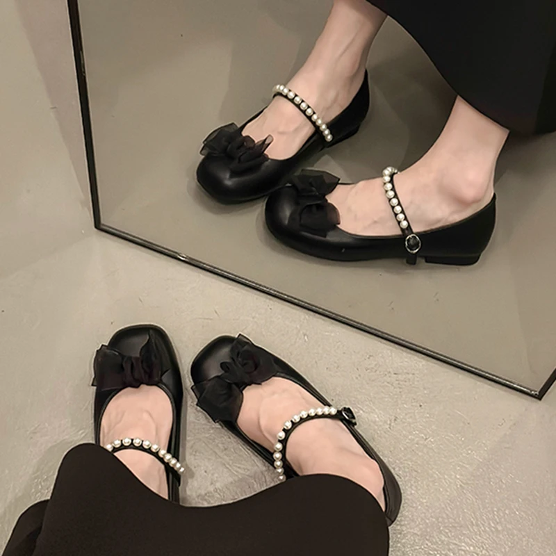 Мягкие элегантные туфли с бантом женские оксфорды на плоской подошве украшенные