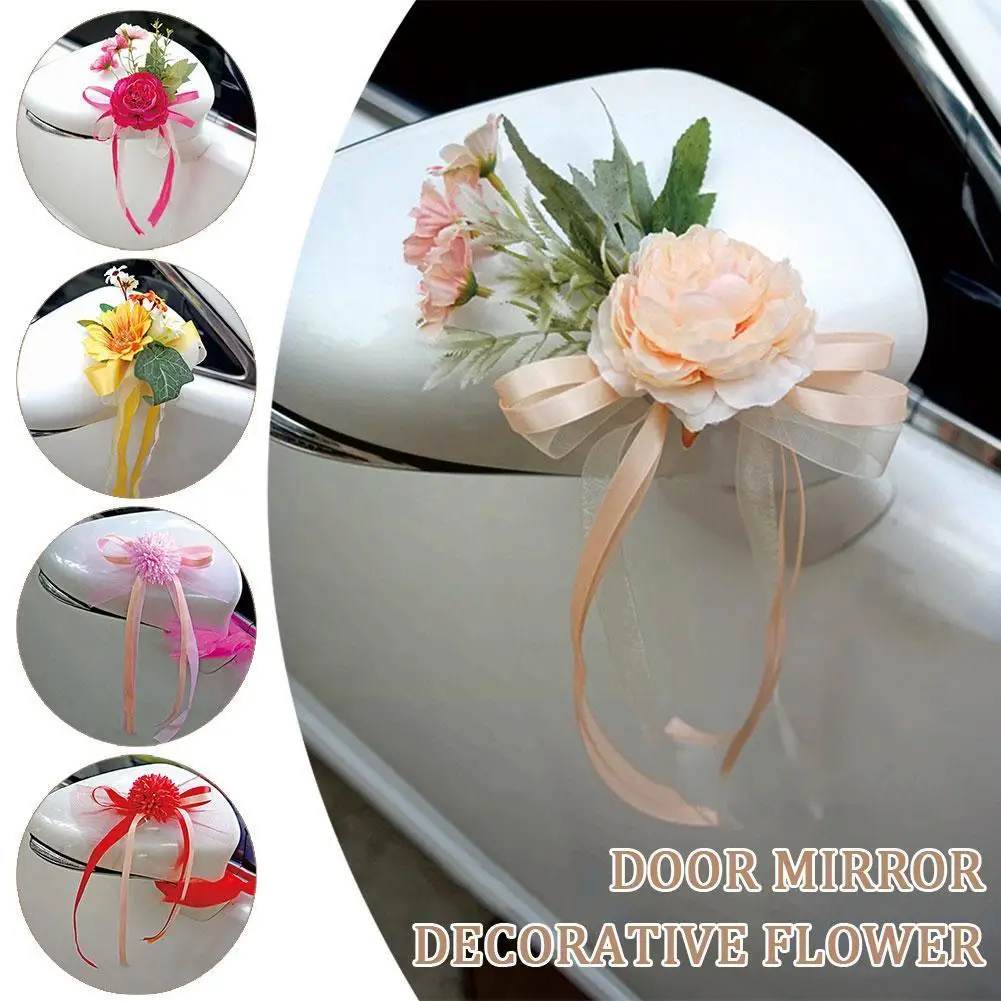 

Wedding Car Door Car Mirror Decoration Flower Wedding Back Seat Stair Door Anti-real Flower Decoration Flower Decoration Fl S6R9