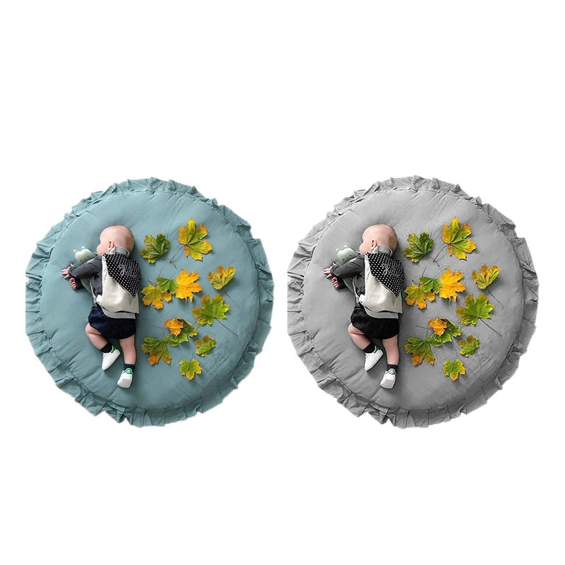 

Round Solid Color Lace Play Mat, Baby Room Carpet, Crawling Mat, Children's Room Decoration Blanket