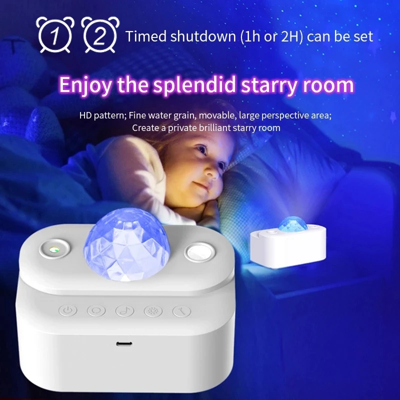 

LED Night Light Star Galaxy Projector Moon Night Lamp Ocean Wave With Music Mood Remote Control For Childrens Xmas Gifts