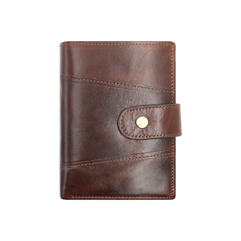 

100% Genuine Leather Men's Wallet Vertical Business Card Holder Bag Purse Organizer Wallet RFID Blocking Man