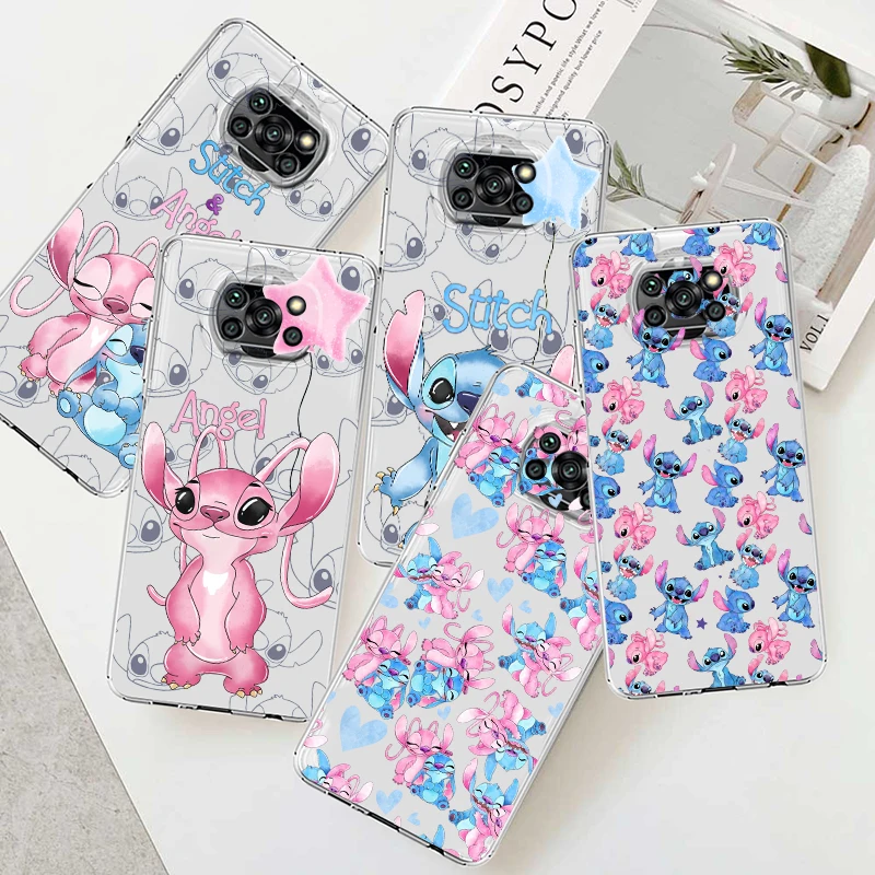 

Stitch Angel Cute For Xiaomi Poco X5 C55 C50 M5 M4 X4 X3 F3 GT NFC M3 C3 M2 F2 F1 X2 Pro Transparent Soft Phone Case Coque Capa
