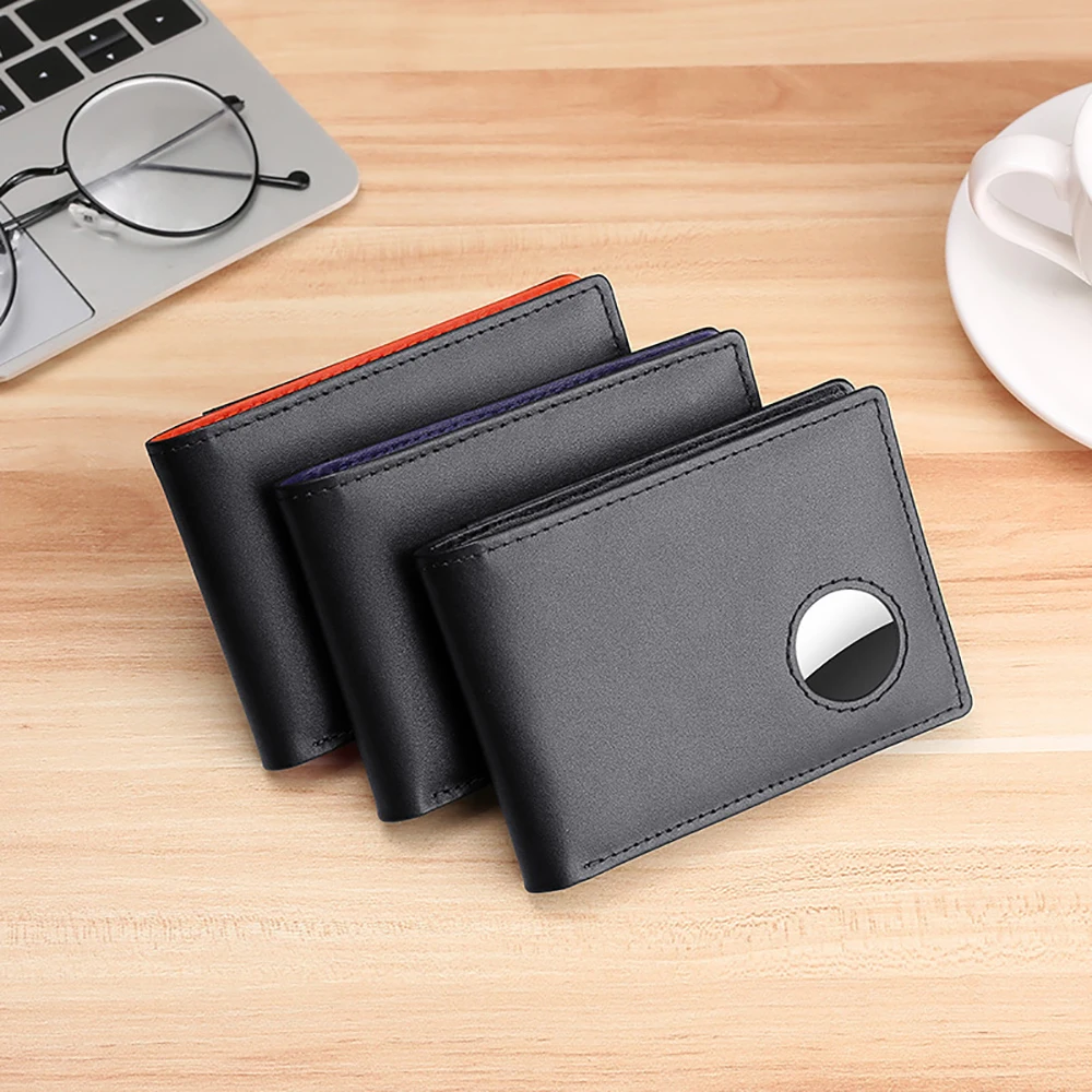 Bisi Goro Multi Card Holder Retro Genuine Leather Dollar Clip Simple RFID Blocking Men's Credit Bank Card Wallet with Air Tag