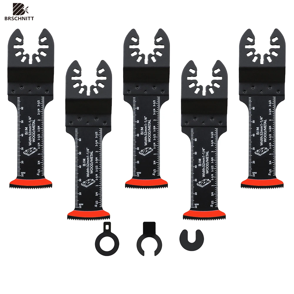 BRSCHNIT 5 шт. осциллирующие пильные полотна общего назначения, многофункциональные лезвия для резки пластиковых гвоздей, универсальный резак для пилы по дереву