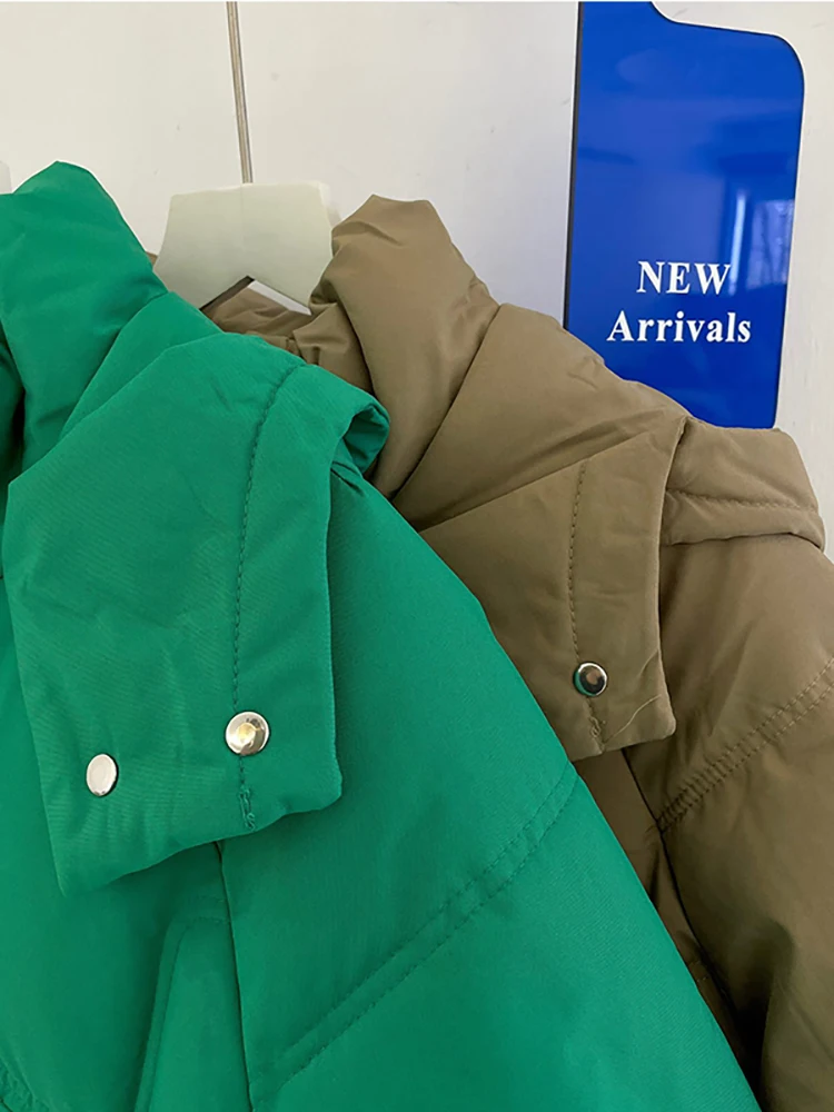 AOSSVIAO 2022 Casual Loose Hooded Parkas Winter Jacket Women Fashion Solid Thick Long Coat Women Elegant Cotton Padded Clothes