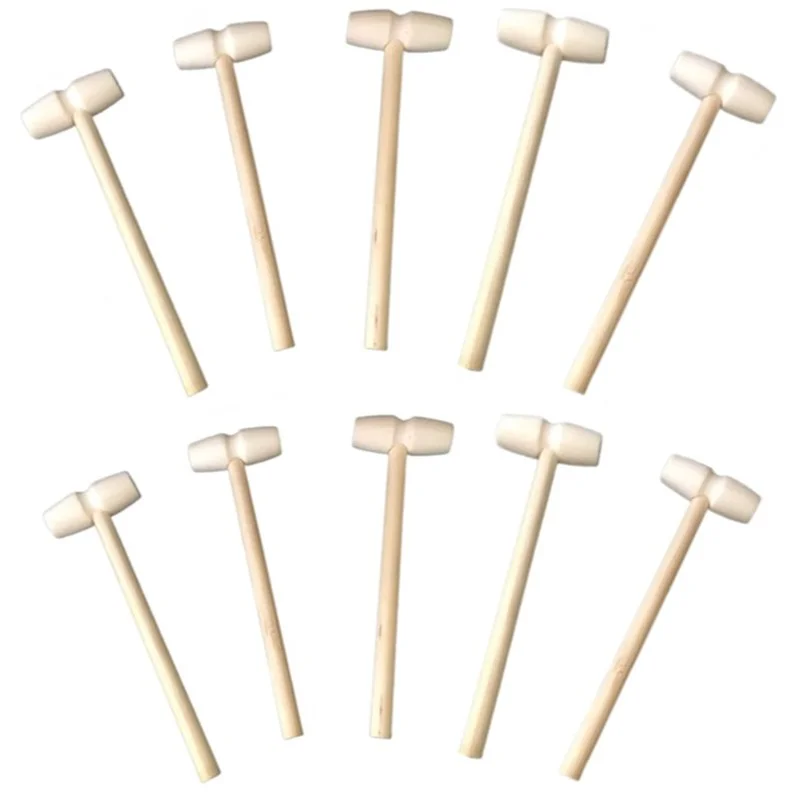 MINI martillo de madera de 5/10 piezas, bolas de juguete, mazo de madera de repuesto, cangrejo, langosta, mariscos, juguetes para niños, herramientas de artesanía de madera