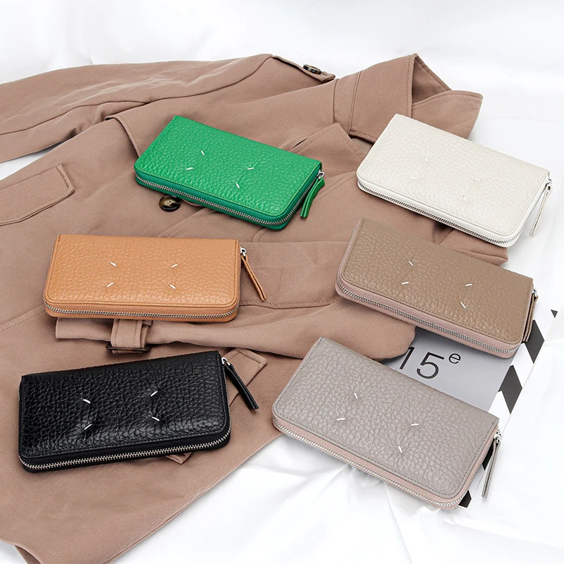 

Женский однотонный Длинный кошелек из натуральной кожи, 2023