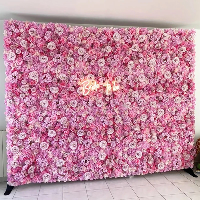 

Artificial Flowers Wedding Decoration Flower Wall Panels Silk Rose Flower Pink Romantic Wedding Flower Backdrop Decor Customized