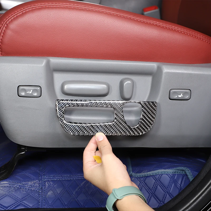 

For Toyota Tundra Pickup 2007-2013 Car Seat Adjust Button Frame Trims soft carbon fiber Adjustment frame protection accessories
