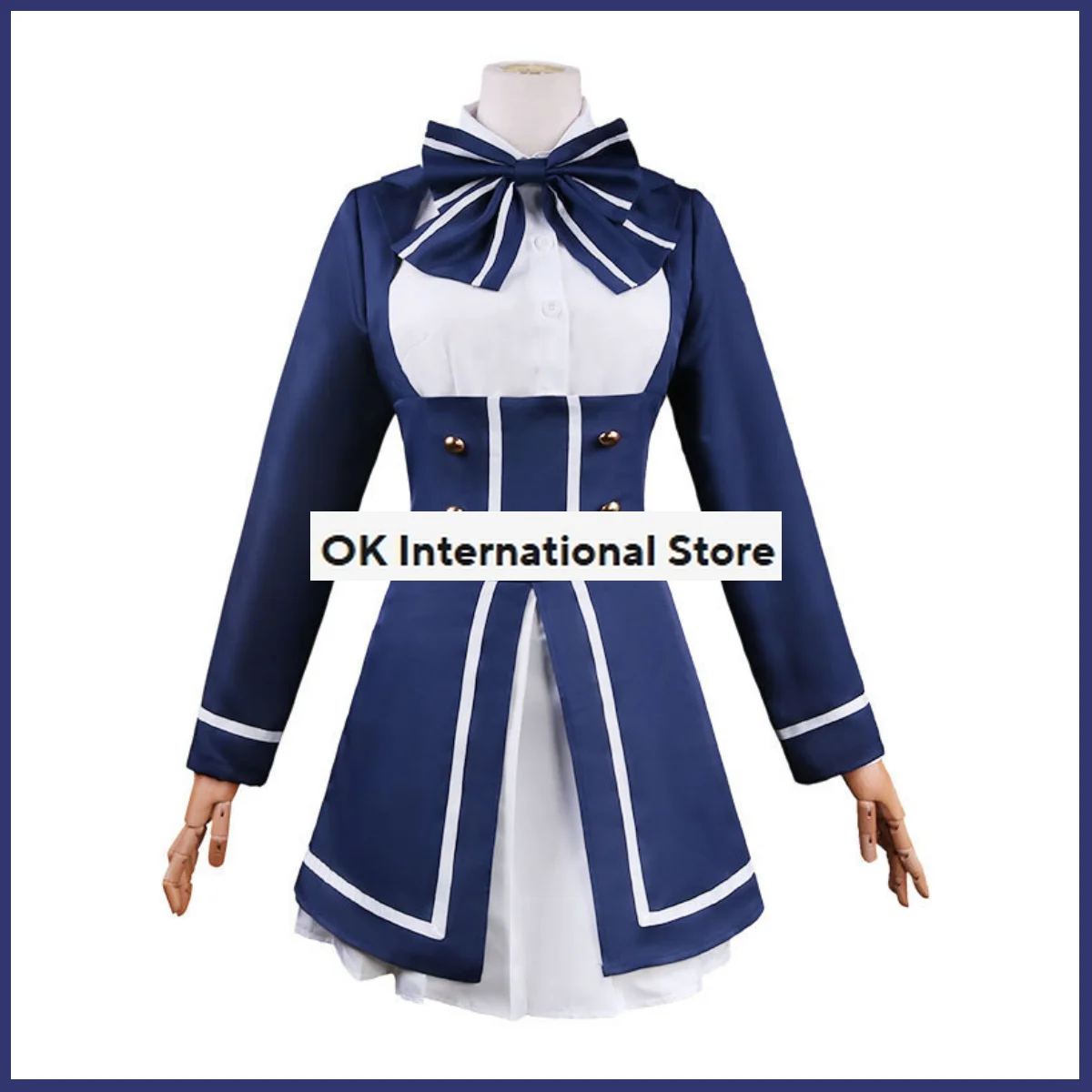 Костюм для косплея Сакура из аниме зомби голубое платье с париком школьная форма