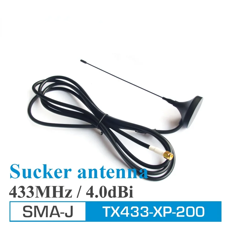2Pcs 433MHz uhf Antenna  high gain 4dBi rf Sucker AntennaSMA Male High Gain TX433-XP-200 4dBi 2m Extension Cable  Magnetic Base