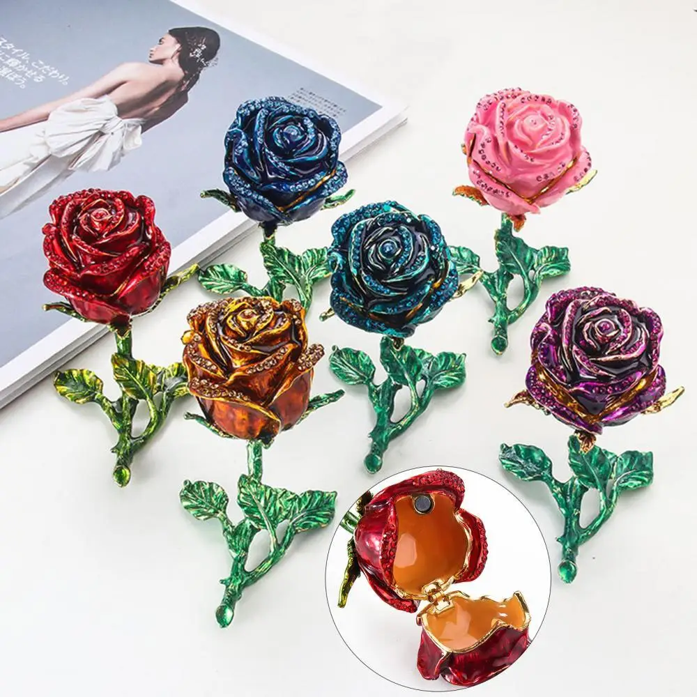 

3D Jewelry Box Storage Case Ring HOT SALES！！！New Arrival Rose Rhinestone Inlaid Alloy Necklace Trinket Wholesale Dropshipping