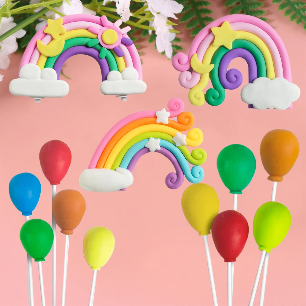 

Birthday Rainbow Shaped Adornment Fruitcakes Party Cake Inserts Wedding Decor Party Cake Toppers Ornaments Baby Shower