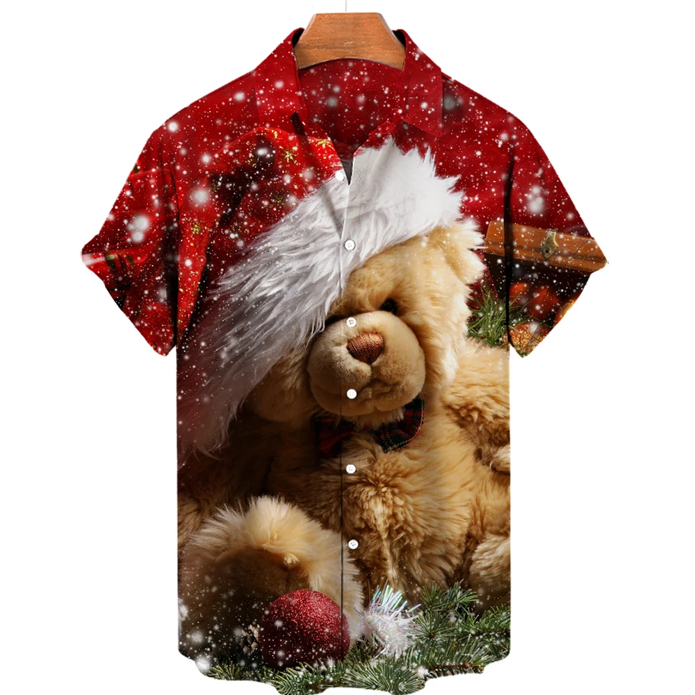 

Shirts For Men Luxury Men's Oversized Hawaiian Shirts Tees 3D Christmas Style Henley Street Vintage Fashion Short Sleeves Camisa