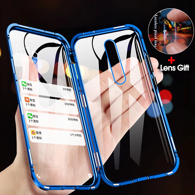 

360 Full Cover Magnetic adsorption Metal Phone Case For Xiaomi Pocophone F1 Double Tempered Glass Coque Mi POCO F1 Fundas Shell