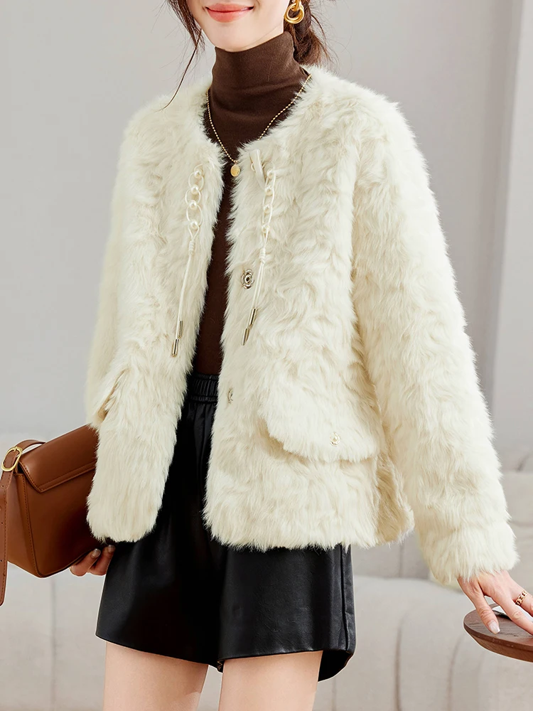 Новая свободная универсальная верхняя одежда из искусственного меха в китайском