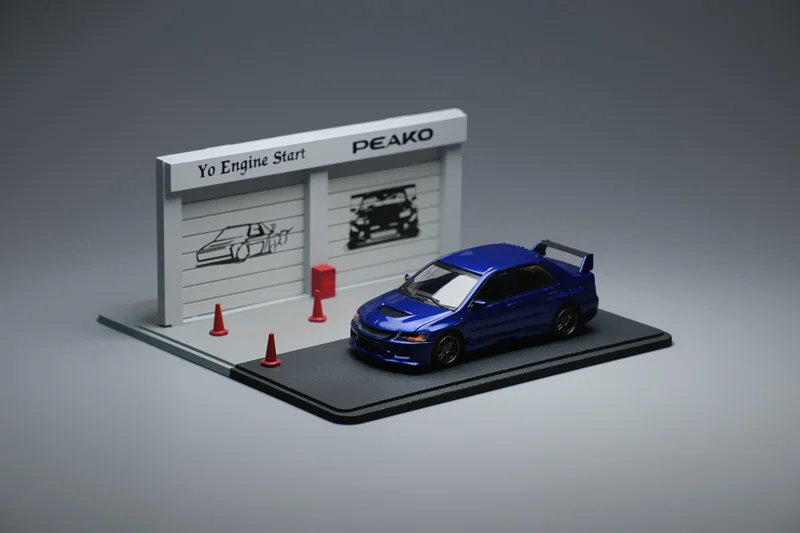 

[Craftsmanship] 1:64 YES Mitsubishi EVO 9th generation blue detachable accessories to send scene alloy car model gift