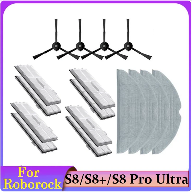 

14PCS Washable HEPA Filter Mop Clothside Brush For Roborock S8 Pro Ultra /S8+/S8 Robot Vacuum Cleaner Parts Accessories