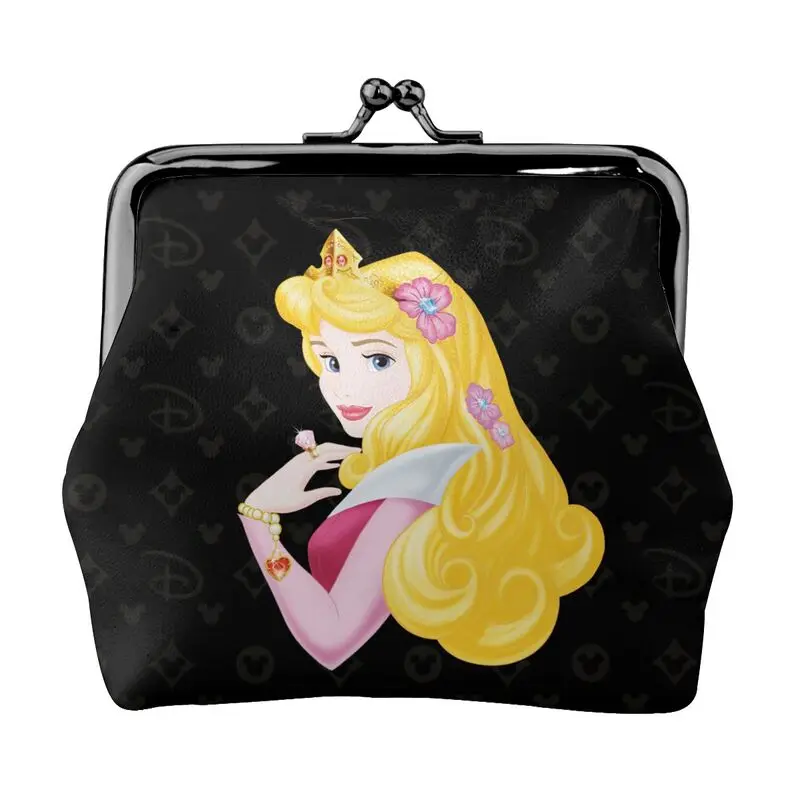 

Disney Brand Bag New Woman Cartoon Print Leather Kiss Lock Coin Purse Design Short Wallet High Quality Girl Clutch Card Holder