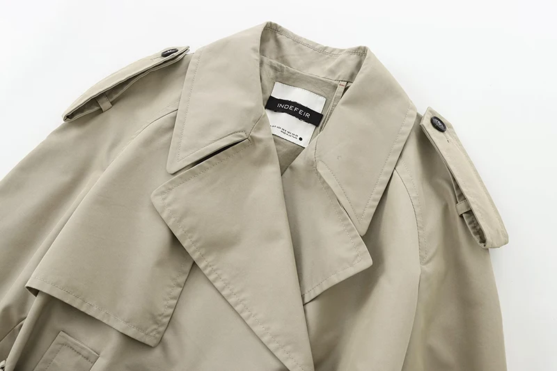 Осенне-зимняя простая двубортная куртка Весенняя ветровка с поясом пальто