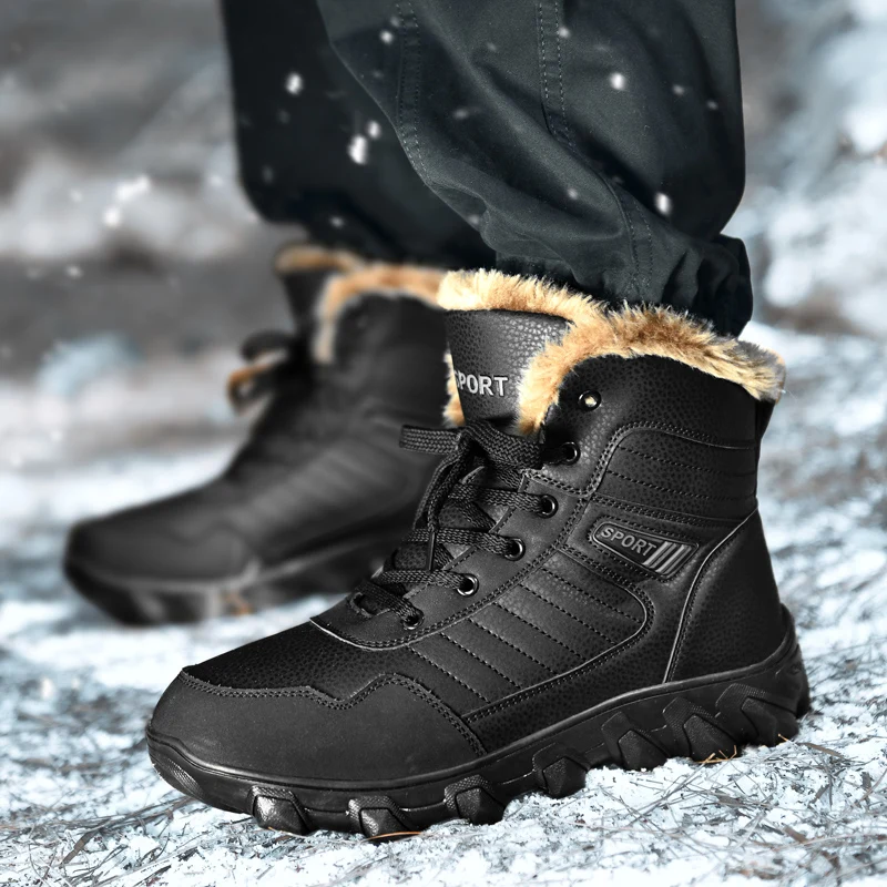 

Зимние мужские Нескользящие рабочие ботинки плюшевые сохраняющие тепло водонепроницаемые меховые зимние ботинки мужские кроссовки обувь большого размера 39-48 мужская обувь