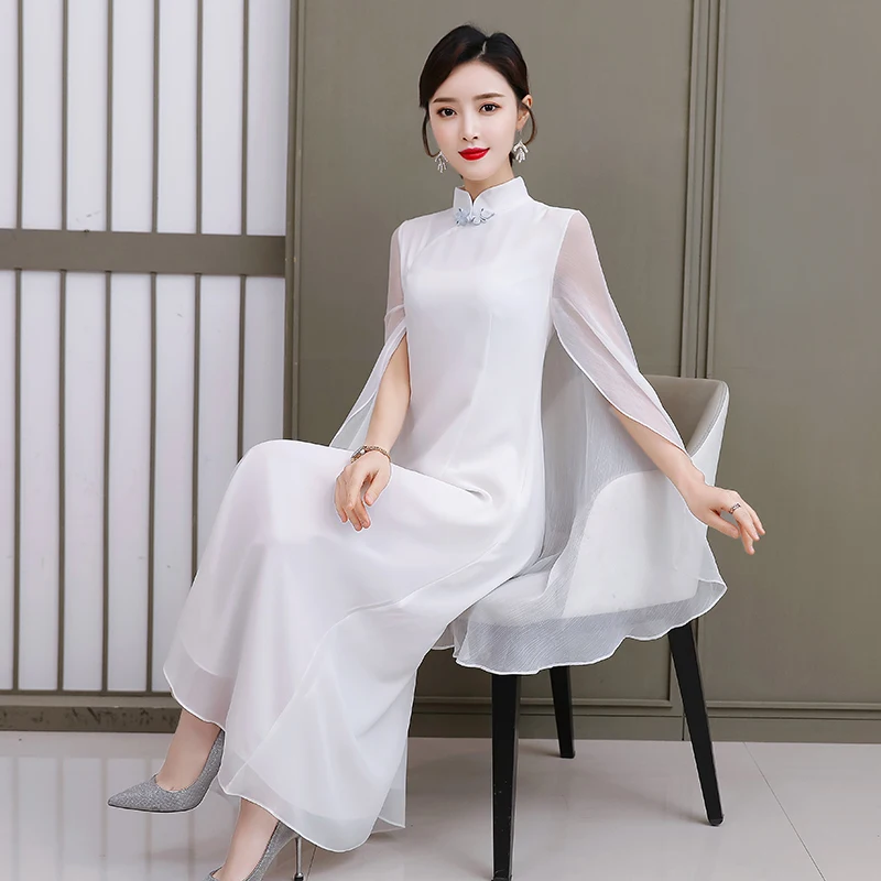 Купи Women cape fairy long dress white dress vintage dress female Chinese style dress red dress за 1,334 рублей в магазине AliExpress