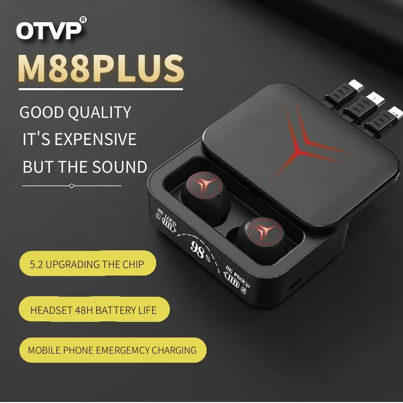 

OTVP Origianl Bluetooth Earphones With Mic HiFi Stereo IPX7 Waterproof Sliding Closure Wireless Headphones Fast Charging